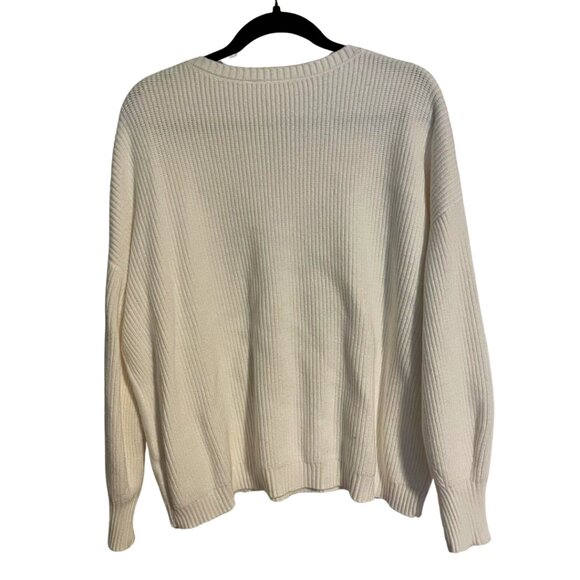 Chelsea & Theodore 2X Cream Textured Daisy Knit Sweater | Cozy Floral Pullover - Picture 2 of 6